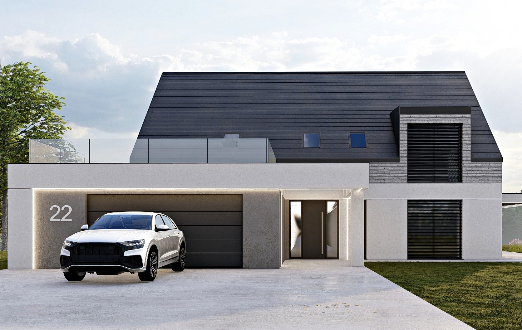 Projekt elewacji budynku mieszkalnego